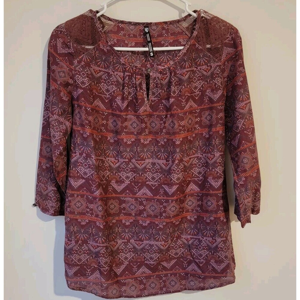 Kuhl Flora Top Pink Boho Organic Cotton Silk Lightweight Womens Small S Lace